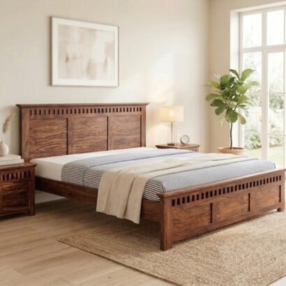 Wooden Bed King Size Solid Wood Bedroom Bed with Headboard