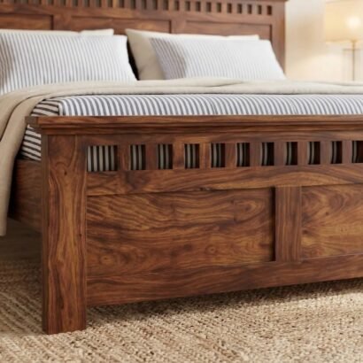 Wooden Bed King Size Solid Wood Bedroom Bed with Headboard