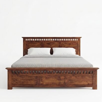 Wooden Bed King Size Solid Wood Bedroom Bed with Headboard