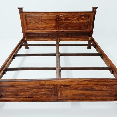 Premium Sheesham Wood Queen Size Bed Without Storage with solid wood panel headboard and durable handcrafted frame for modern bedrooms