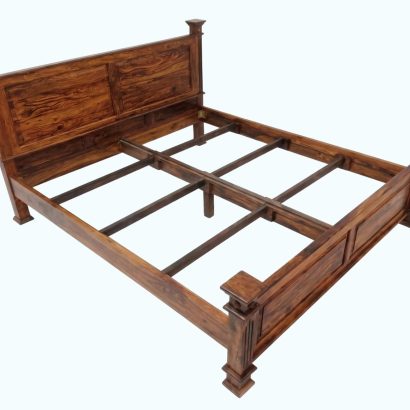 Premium Sheesham Wood Queen Size Bed Without Storage with solid wood panel headboard and durable handcrafted frame for modern bedrooms
