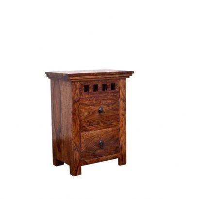 Solid Sheesham Wood Bedside Table with Drawer for Bedroom