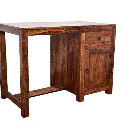 Solid Sheesham Wood Study Table with Drawer and Cabinet for Home Office