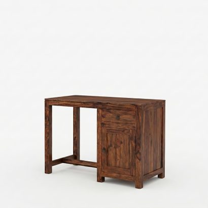 Solid Sheesham Wood Study Table with Drawer and Cabinet for Home Office