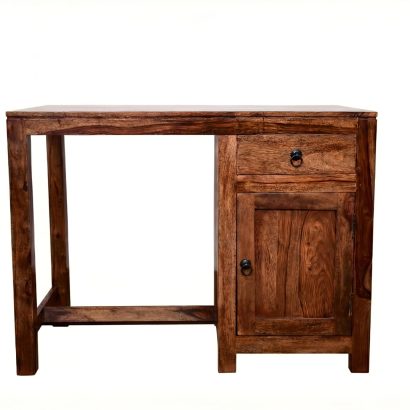 Solid Sheesham Wood Study Table with Drawer and Cabinet for Home Office