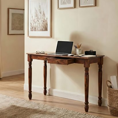 Solid Sheesham wood study table with drawer for home office