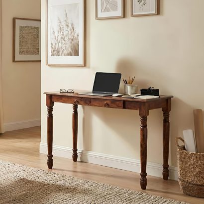Solid Sheesham wood study table with drawer for home office