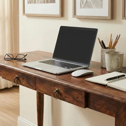 Solid Sheesham wood study table with drawer for home office