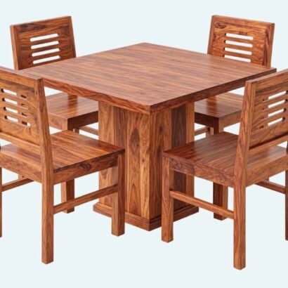 Solid wood square dining table set with four chairs