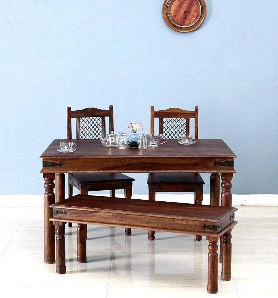 Solid Wood Jali 4 Seater Dining Table - Buy Wooden Furniture for Home ...