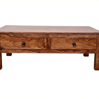Solid Sheesham Wood Coffee Table with Storage Drawers for Living Room