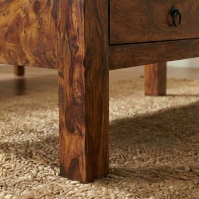 Solid Sheesham Wood Coffee Table with Storage Drawers for Living Room