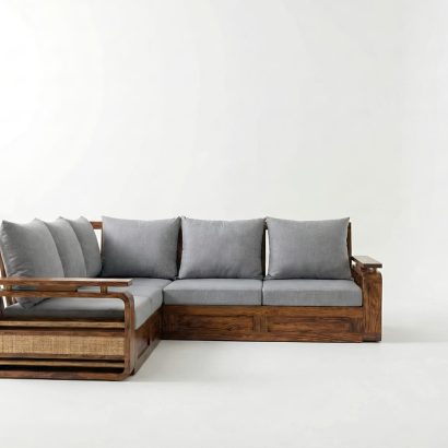 Solid Sheesham wood L shape Sofa Set