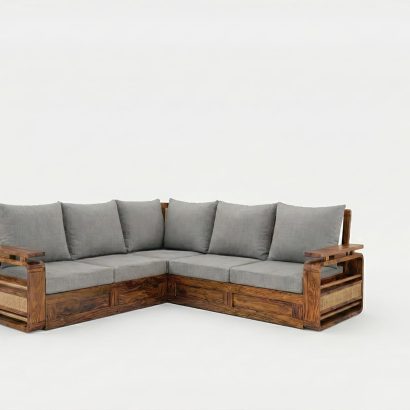 Solid Sheesham wood L shape Sofa Set