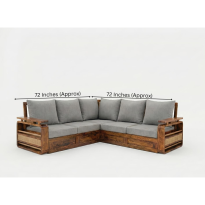 Solid Sheesham wood L shape Sofa Set