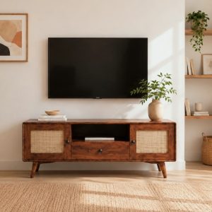 Solid Wood Cane TV unit
