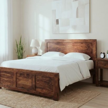 Solid Wood Royal Panel Bed King Size for modern bedroom