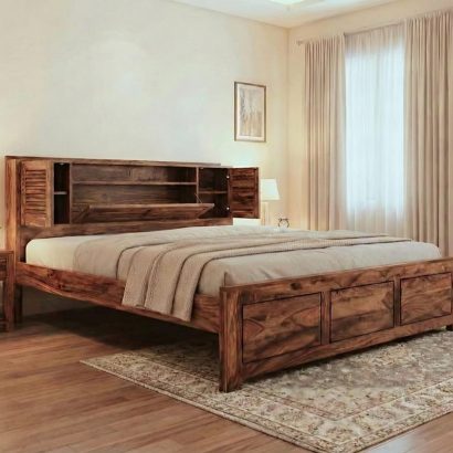 Solid wood storage bed with drawers