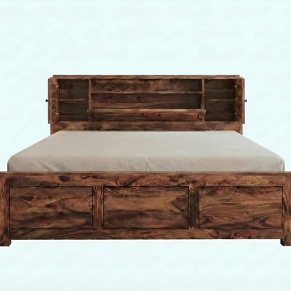 Solid wood storage bed with drawers