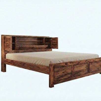 Solid wood storage bed with drawers