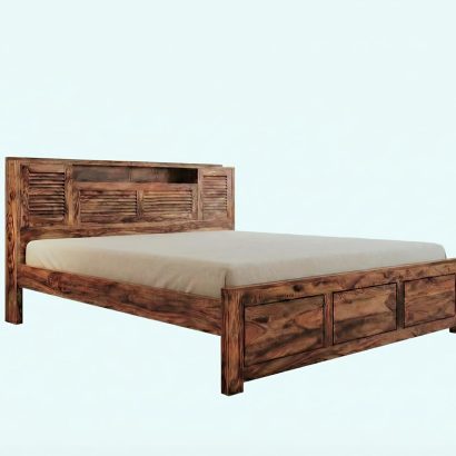 Solid wood storage bed with drawers