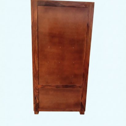 Modern wooden dressing table with large mirror and storage unit