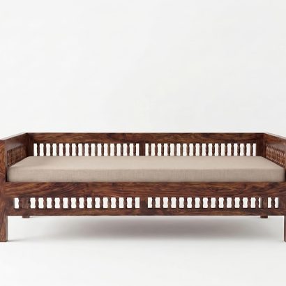 Solid Sheesham Wood Diwan Bed with spindle design for living room and bedroom