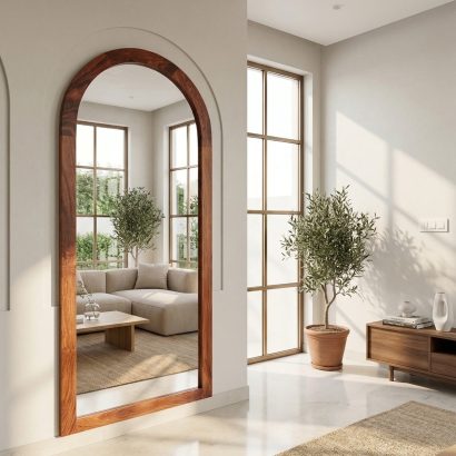 solid wood arched wall mirror frame modern home decor