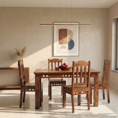 Solid Sheesham Wood Kuber 4 Seater Dining Table Set