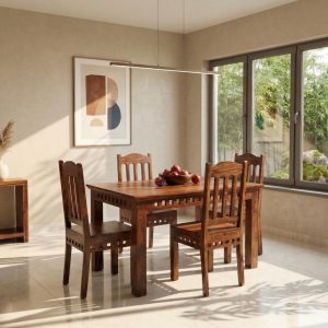 Solid Sheesham Wood Kuber 4 Seater Dining Table Set