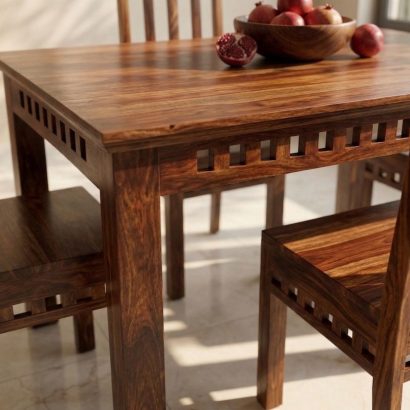 Solid Sheesham Wood Kuber 4 Seater Dining Table Set
