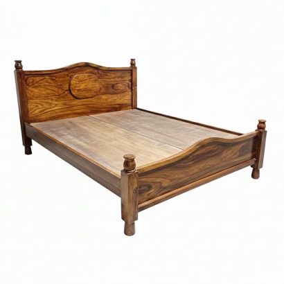 Solid Sheesham Wood Bed with Curved Headboard | Shivam Furniture