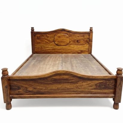 Solid Sheesham Wood Bed with Curved Headboard | Shivam Furniture