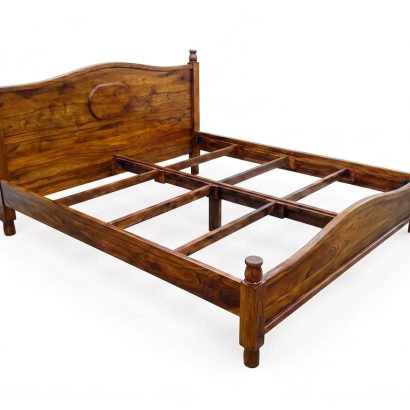 Solid Sheesham Wood Bed with Curved Headboard | Shivam Furniture