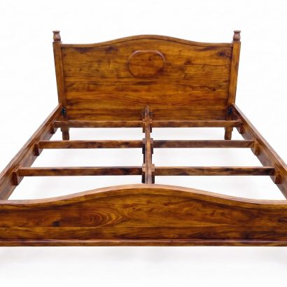 Solid Sheesham Wood Bed with Curved Headboard | Shivam Furniture