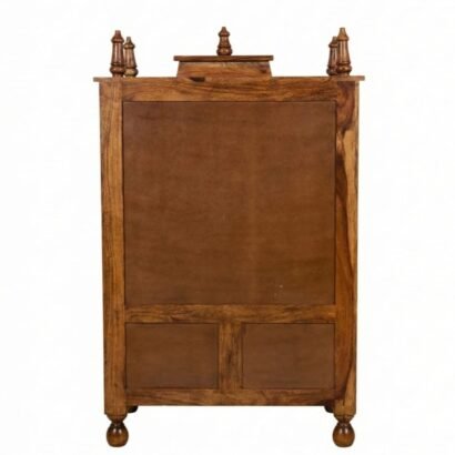 Solid Sheesham Wood Pooja Mandir with Jaali Doors and Drawers