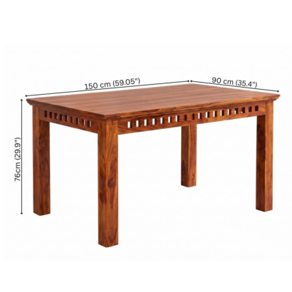 4 Seater Wooden Dining table set with beige cushioned chairs