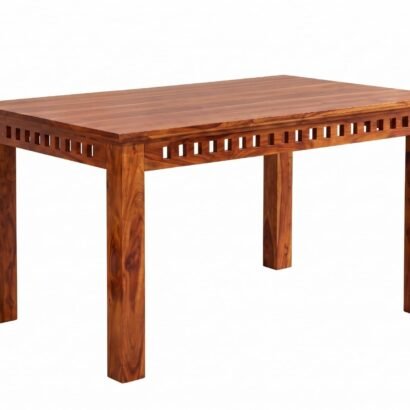 4 Seater Wooden Dining table set with beige cushioned chairs