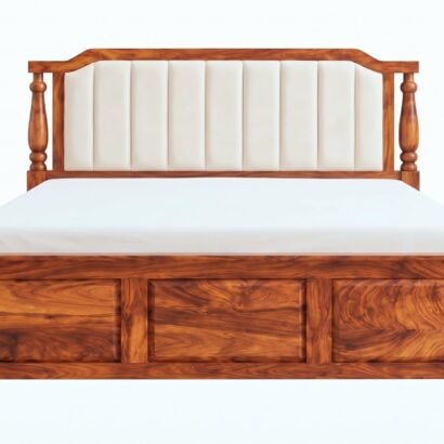 Solid Wood Upholstered Bed with Cushioned Headboard